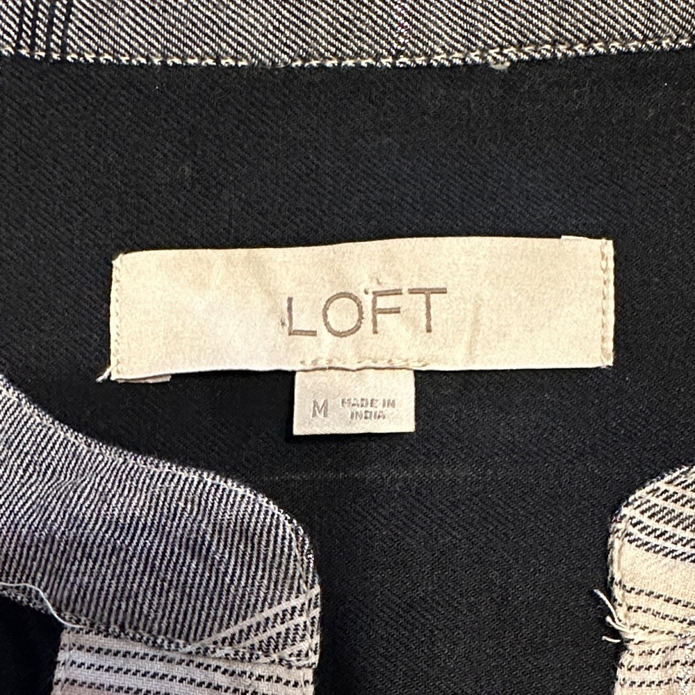 LOFT Plaid Tunic Top - Black, Gray & Cream - Picture 2 of 4